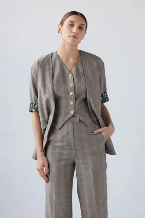 Sandra Jacket in Linen Herringbone