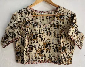 Sayani | Pure Cotton Hand Block Print Boat Neck Blouse