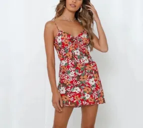 Sexy Print Bow Mini Beach Strap Dress