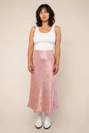 Soft Pink Satin Jacquard Print Skirt by NLT