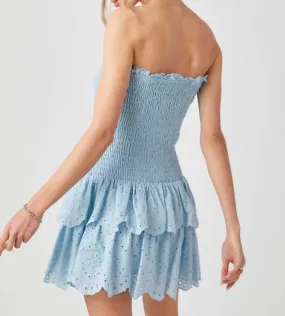 The Chloe Dress: Strapless Eyelet Mini Sundress
