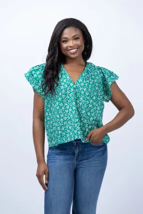 Trovata Clover Blouse in Spirulina Flower