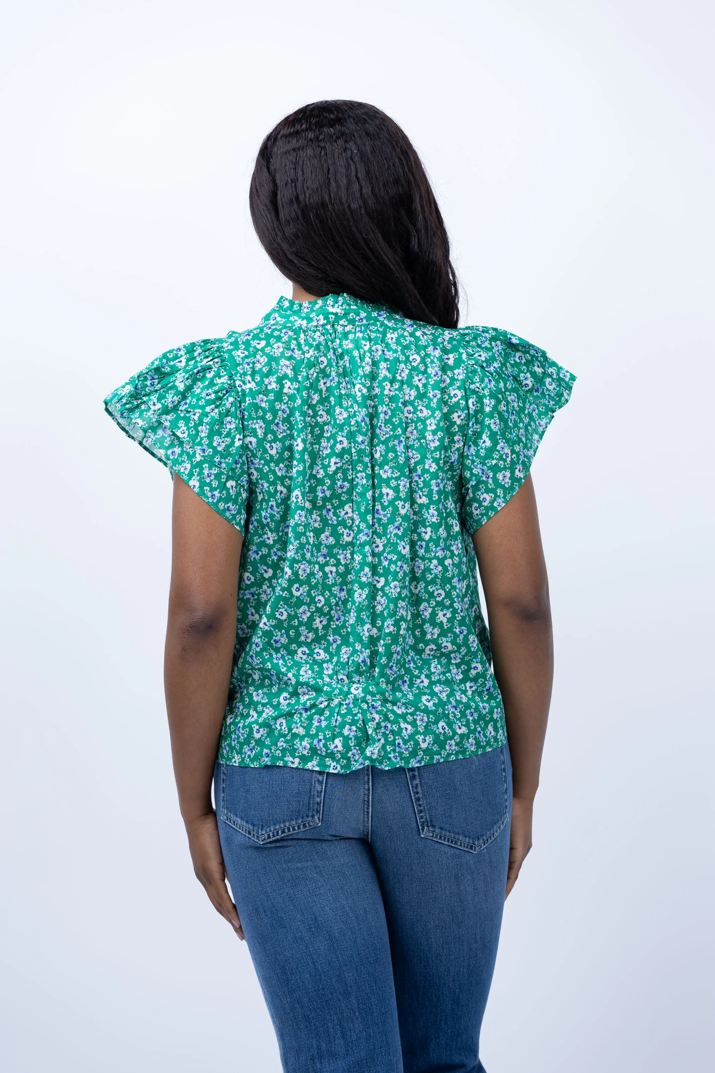 Trovata Clover Blouse in Spirulina Flower