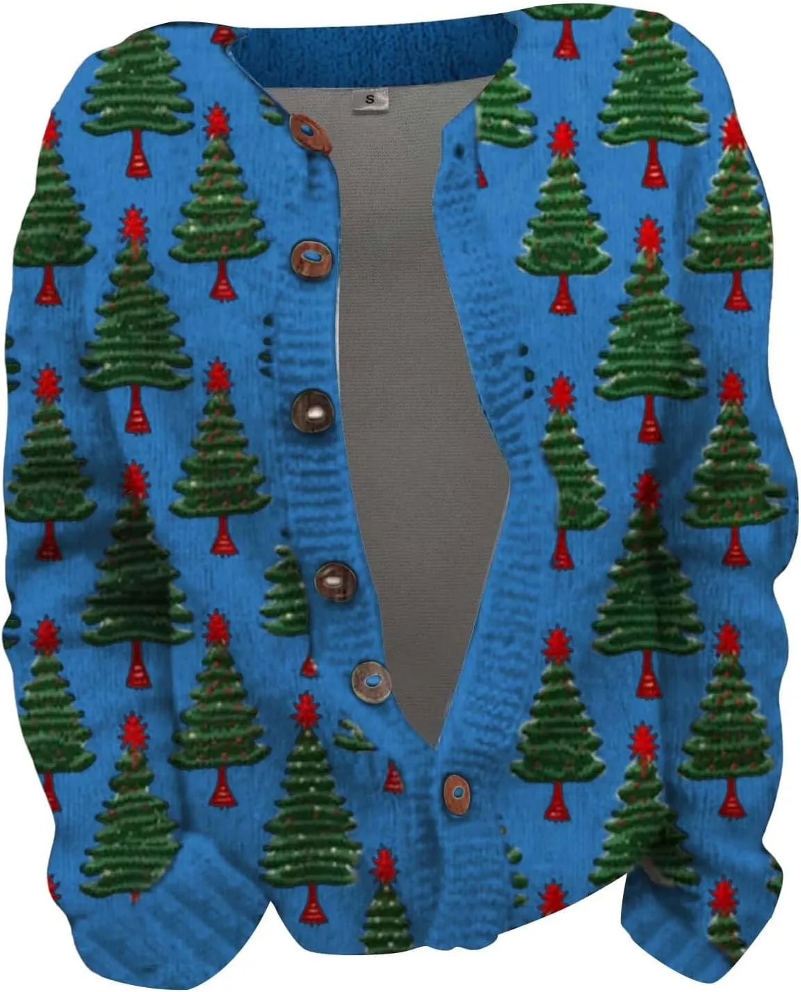 Ugly Christmas Sweater Floral Print Comfortable Knitted Cardigan Casual Oversized Knit Open Front Coatigan Plus Size