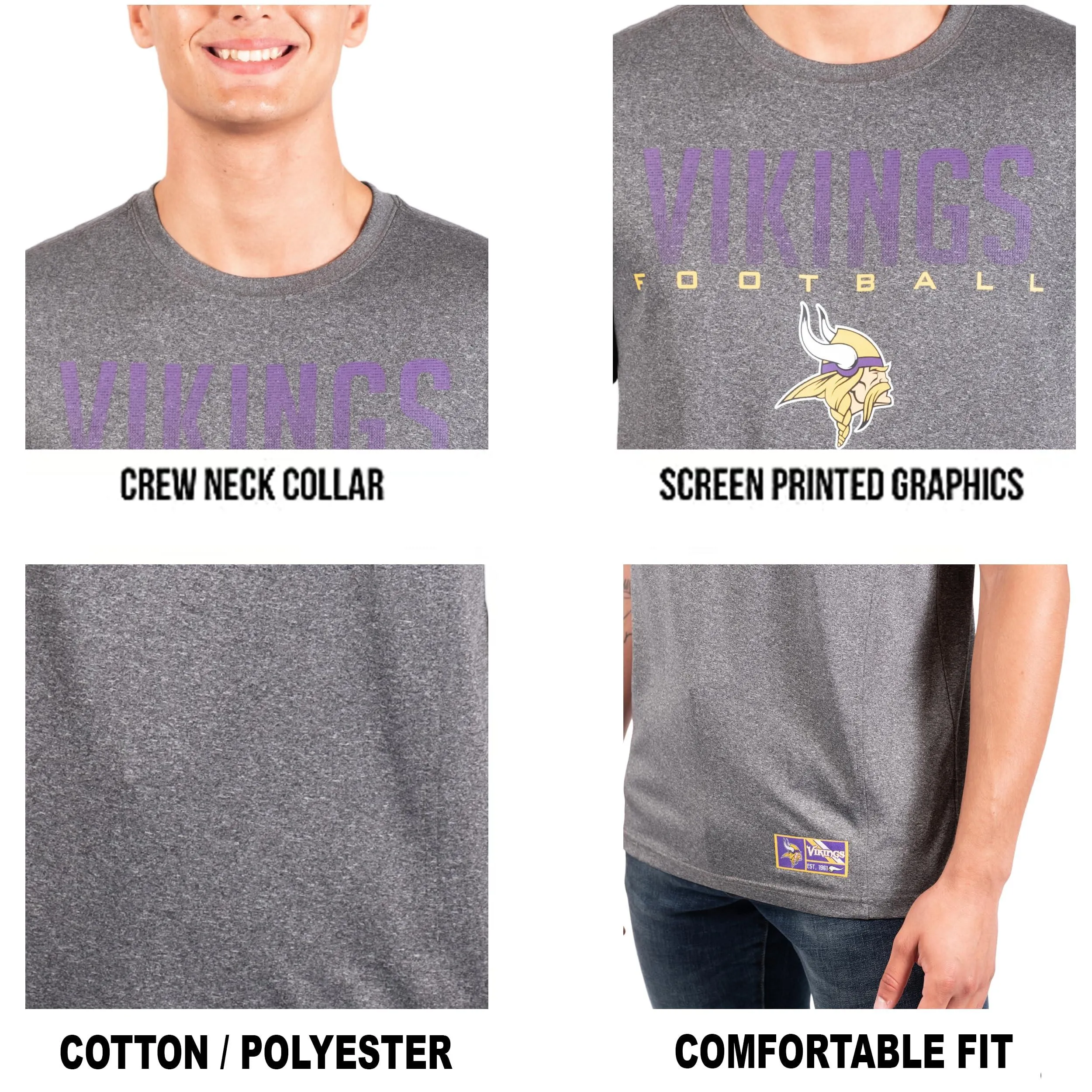 Ultra Game NFL Official Adults Super Soft Supreme Game Day T-Shirt - Unisex Minnesota Vikings|Minnesota Vikings