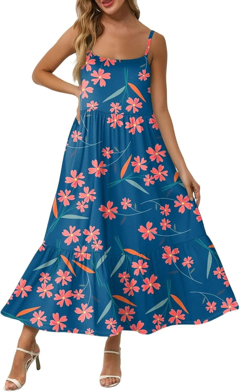 Vacation Summer Dress, Beach Floral Trendy Casual Spring Elegant Sundresses for Women
