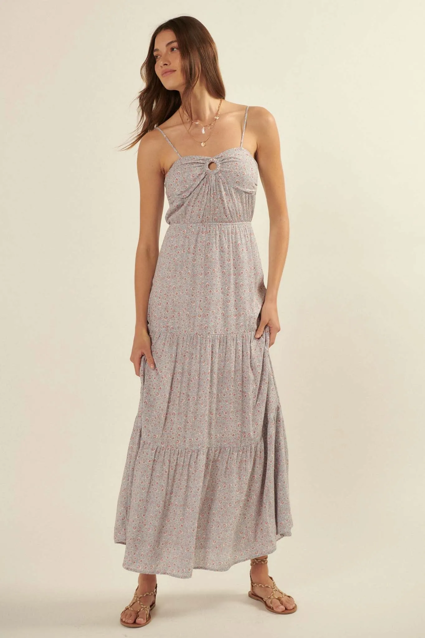 Wildflower Glen Floral O-Ring Maxi Sundress