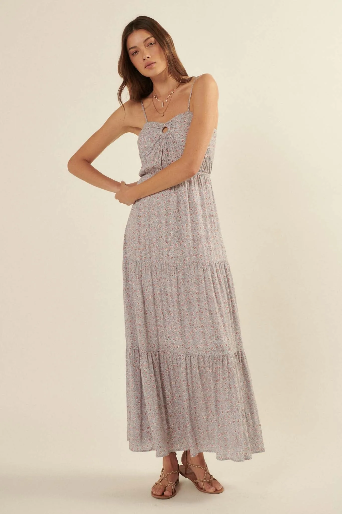 Wildflower Glen Floral O-Ring Maxi Sundress