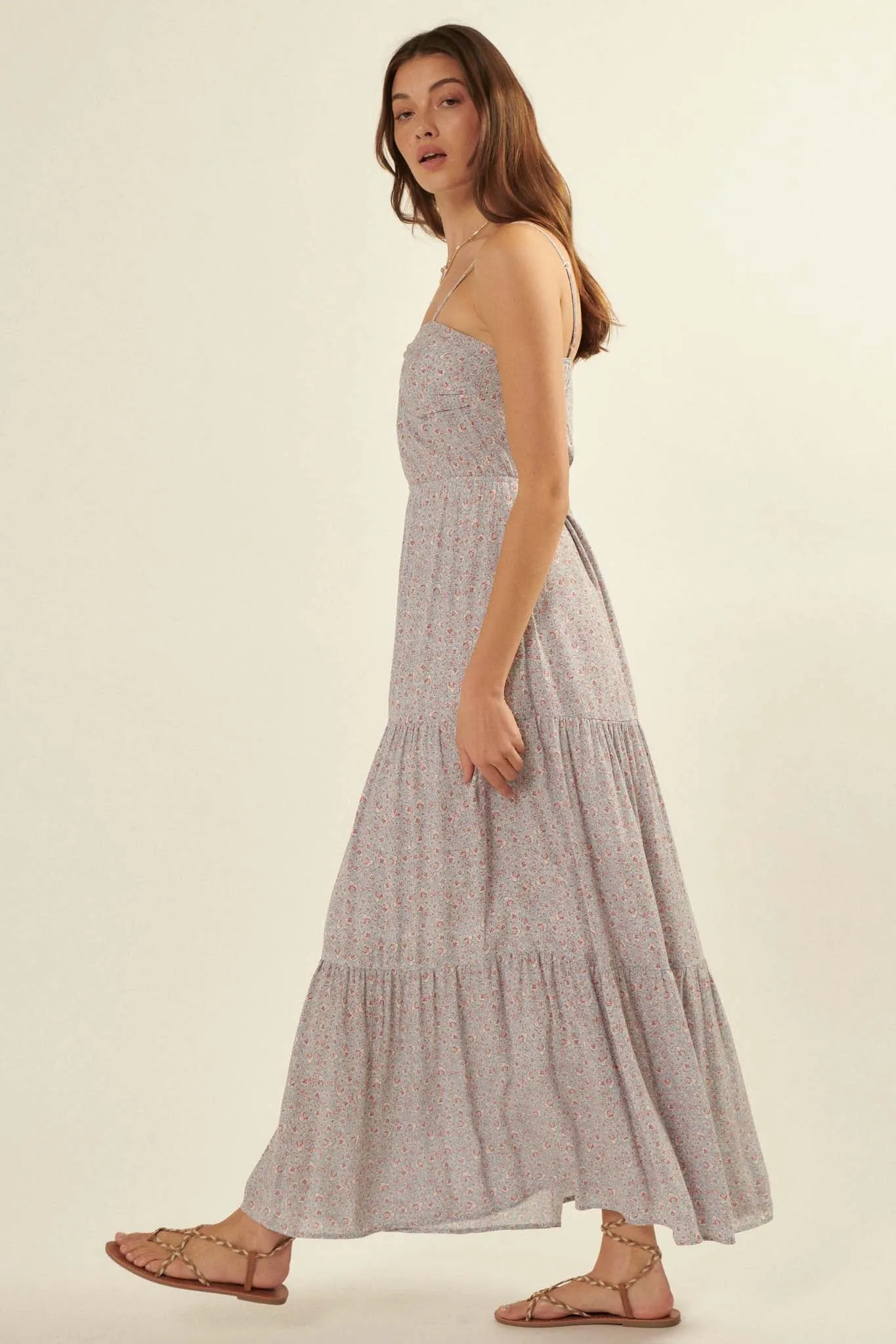 Wildflower Glen Floral O-Ring Maxi Sundress