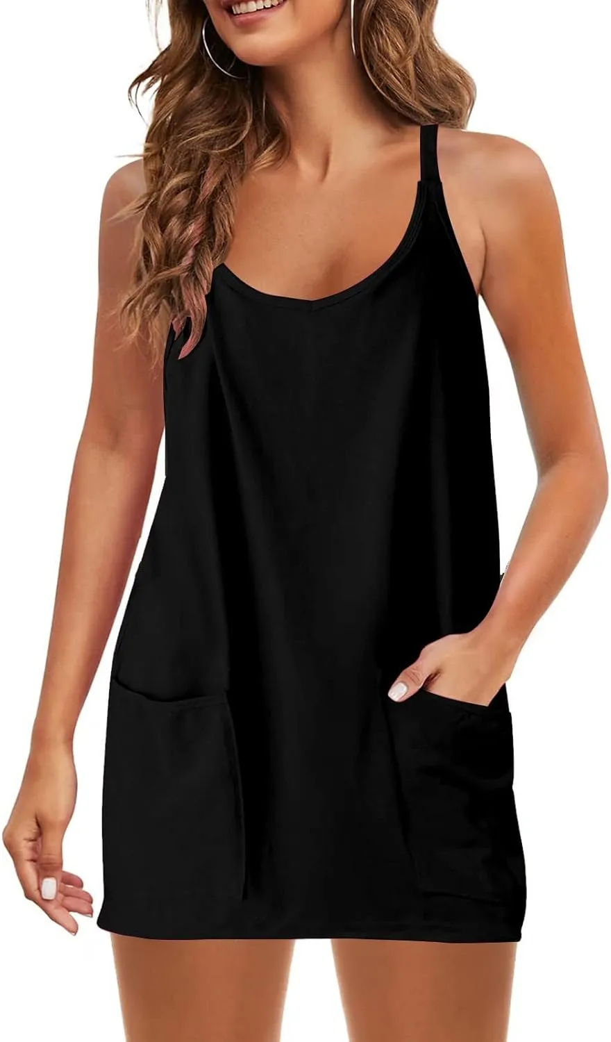 Women Athletic Dress Summer Tennis Workout Active Sports Mini Romper Dress Built in Shorts Travel Vacation