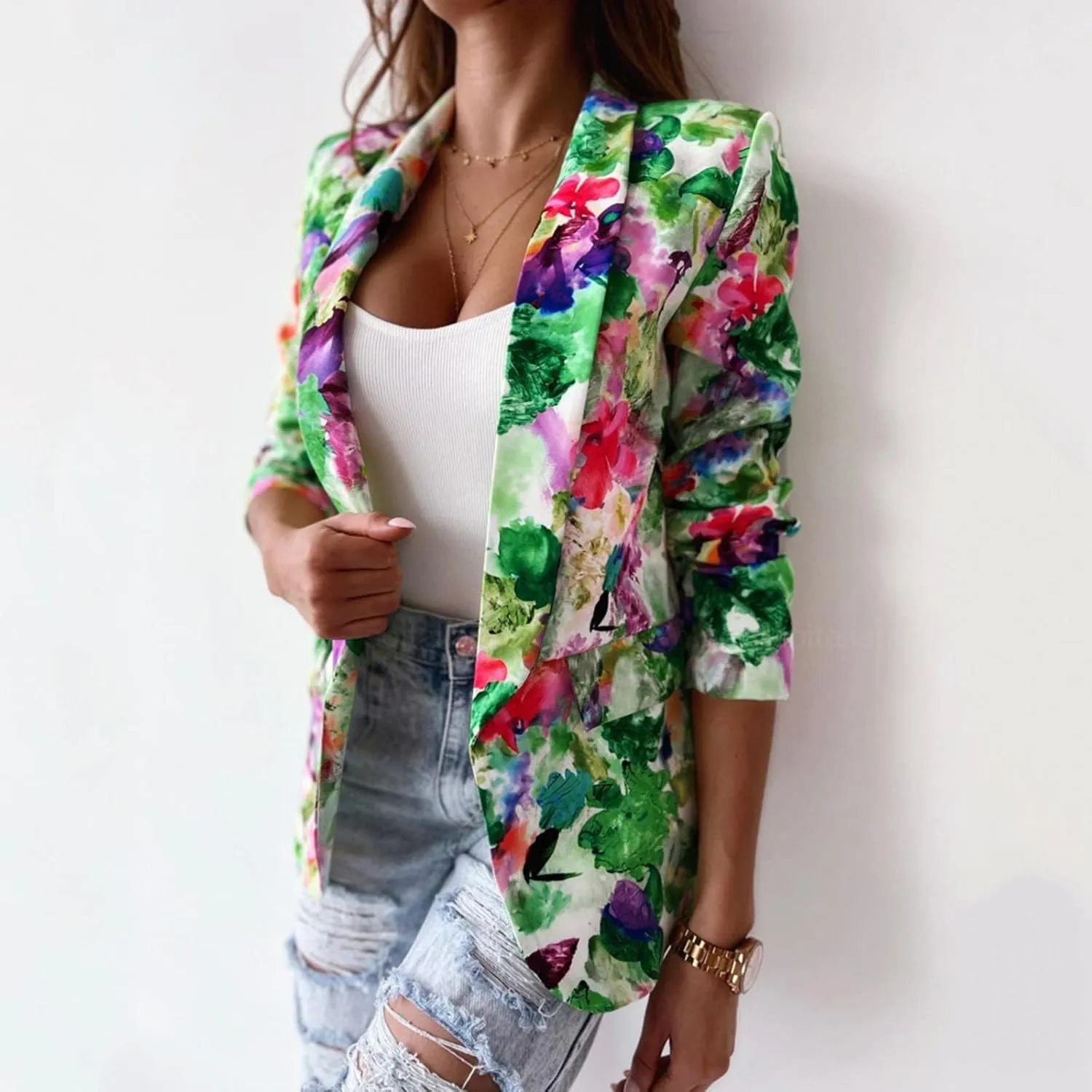 Women Blazers for Work Casual Business Ladies Jacket Open Front Dressy Trendy Tops Loose Herringbone Blazer