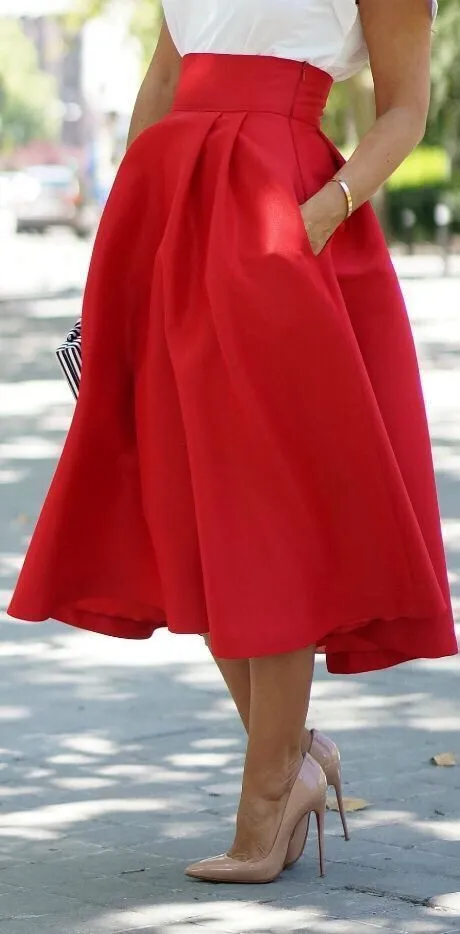 Women Popular Mid-Length Pocket Tutu Skirt