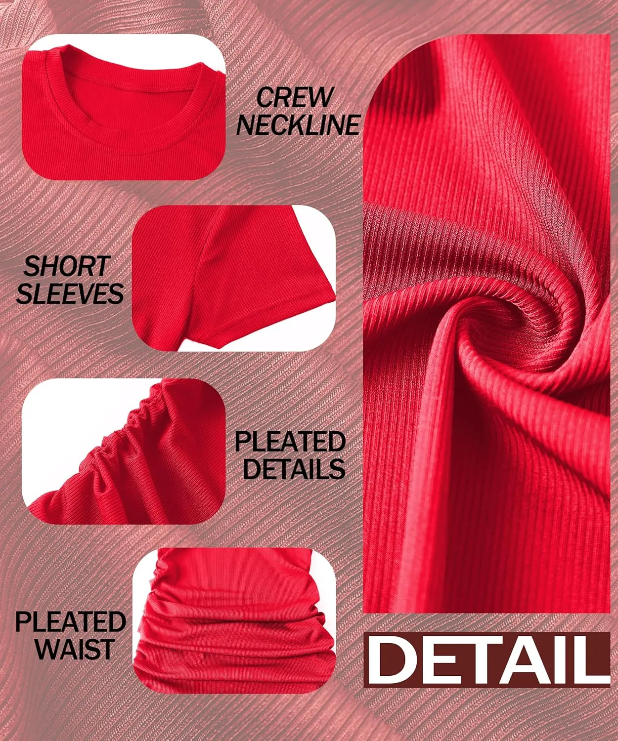Women Summer T Shirt Casual Dress Crew Neck Wrap Ruched Bodycon Short Sleeve Party Club Midi Sundress
