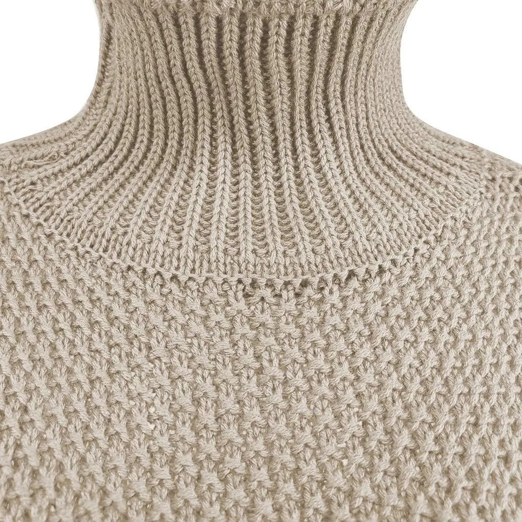 Women Sweaters for Fall and Winter Turtle Neck Chunky Knit Long Sleeve Sweater Batwing Sleeve Comfortable Solid Pullover