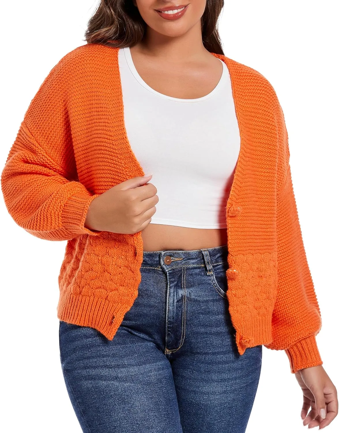 Women's 2024 Fall Winter Chunky Knit Cardigan Sweaters Long Sleeve V-Neck Open Front Casual Outerwear for Women