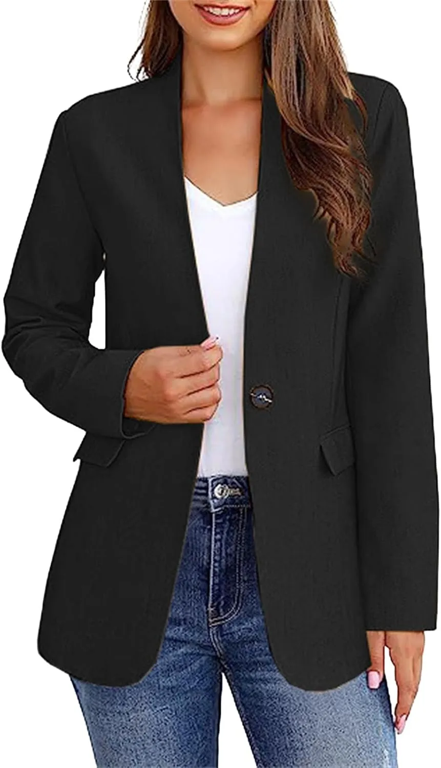 Women's Business Casual Blazers Work Office Blazer Jacket Suit Lightweight Open Front Cardigan Jacket Elegant Coat