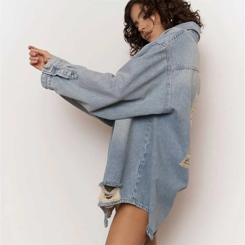 Women's denim shirt cardigan jacket