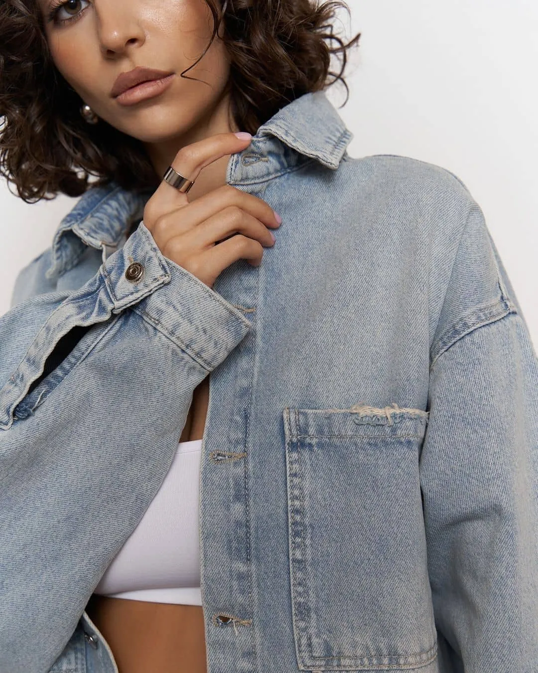 Women's denim shirt cardigan jacket