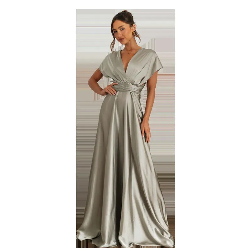 Women's Elegant Long Crossed Back Sleeveless Dress