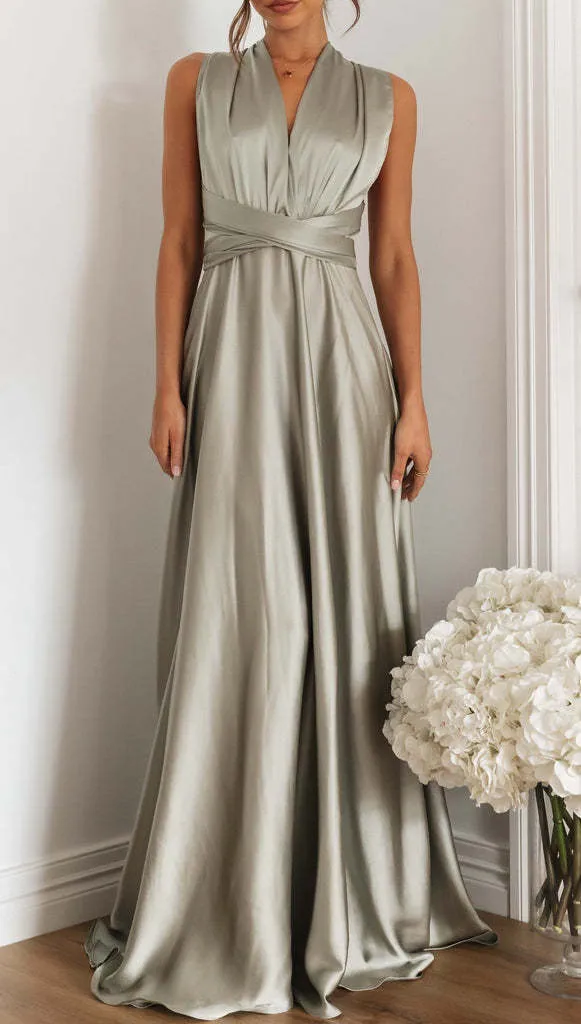 Women's Elegant Long Crossed Back Sleeveless Dress