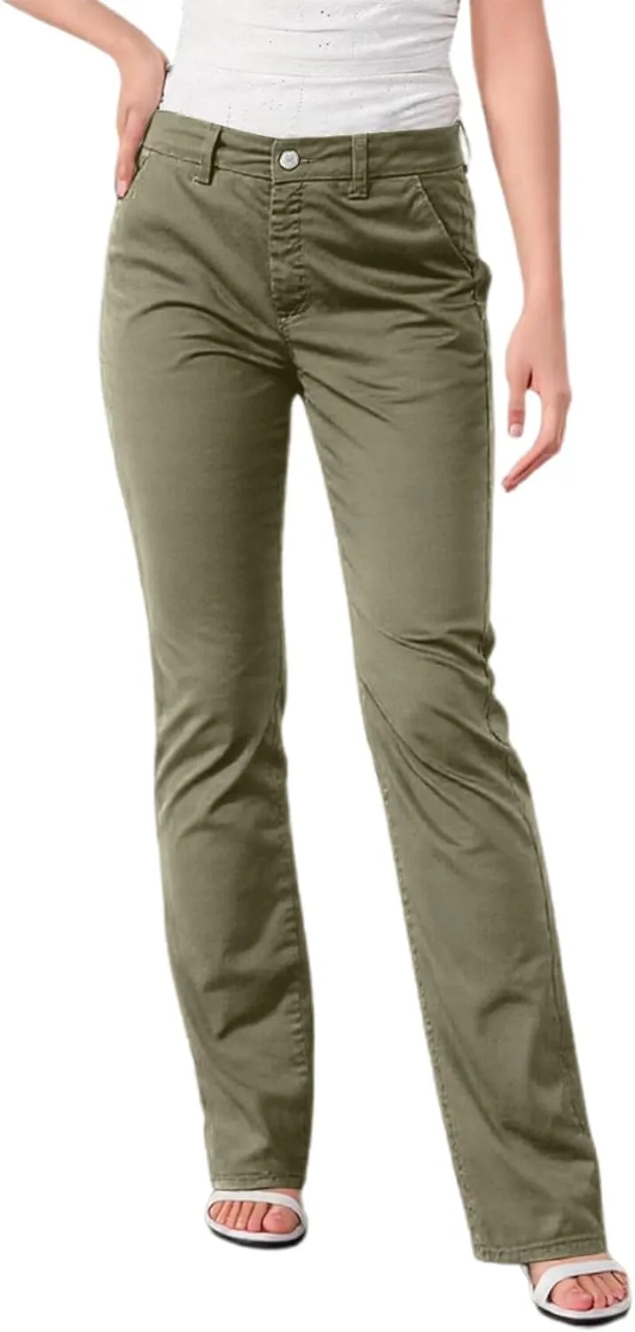 Women's Solid Color Stylish Casual Straight Leg Pants with Button Closure and Pockets Comfortable Work Trousers