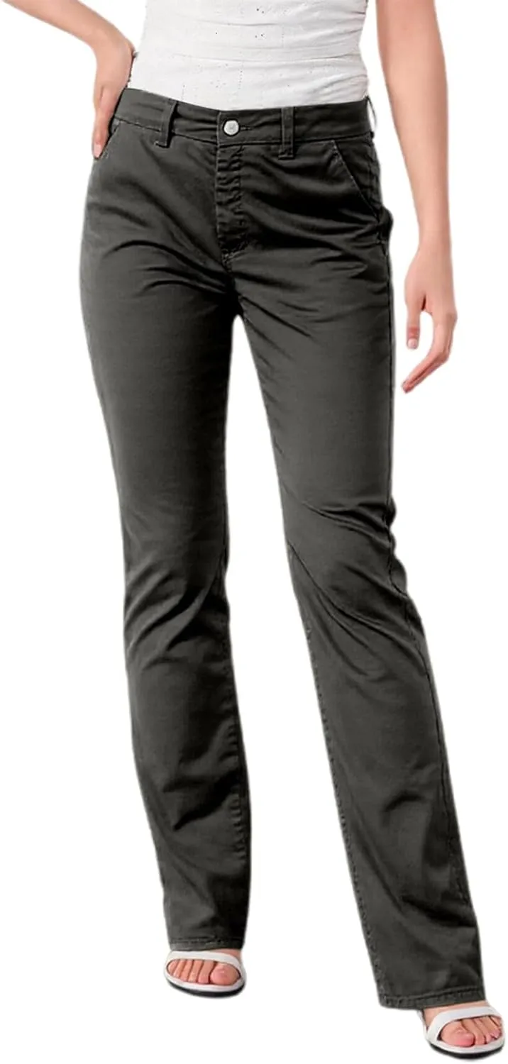 Women's Solid Color Stylish Casual Straight Leg Pants with Button Closure and Pockets Comfortable Work Trousers