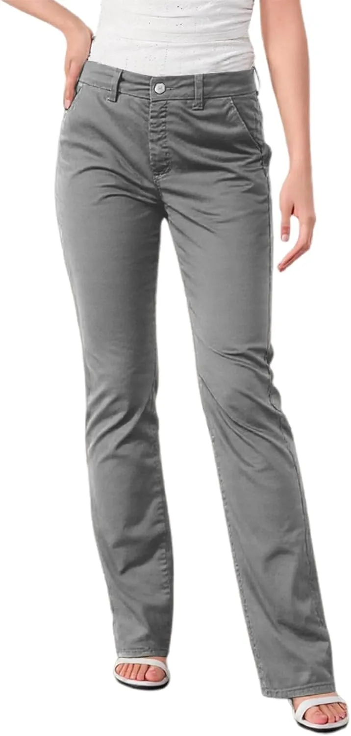 Women's Solid Color Stylish Casual Straight Leg Pants with Button Closure and Pockets Comfortable Work Trousers