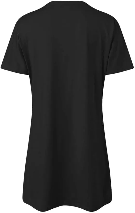 Women's Summer Simple Mid Length Dress Round Neck Short Sleeve Soft T Shirt Dress