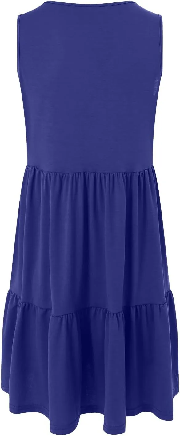 Womens Summer Sundress Boho Floral Casual Tank Dresses with Pockets Sleeveless Tiered Swing A Line Beach Dress