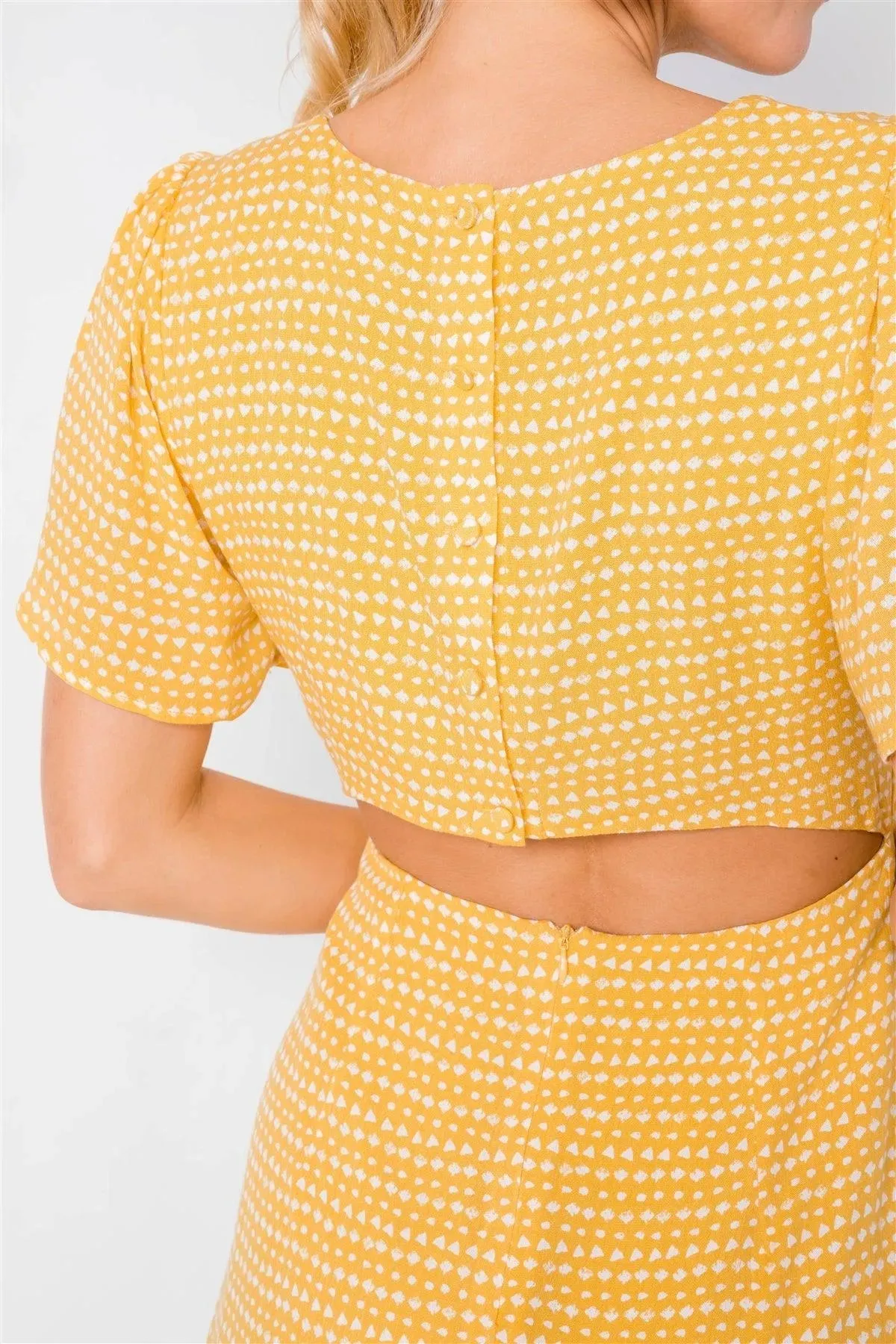 Yellow V-neck Open Back Mini Chic Sundress /3-2-1