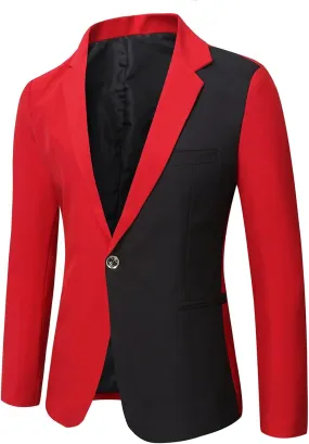 Zeiyignr Men Casual Blazer Jackets Slim Fit Suit Jacket One Button Business Sports Coat Colorblock Dinner Wedding Prom Tuxedo