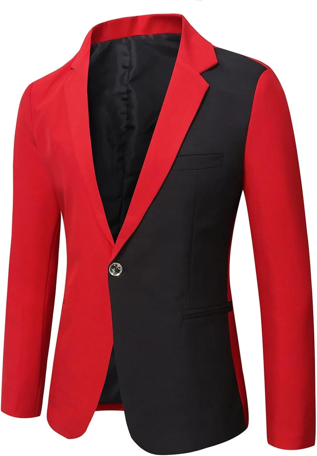 Zeiyignr Men Casual Blazer Jackets Slim Fit Suit Jacket One Button Business Sports Coat Colorblock Dinner Wedding Prom Tuxedo